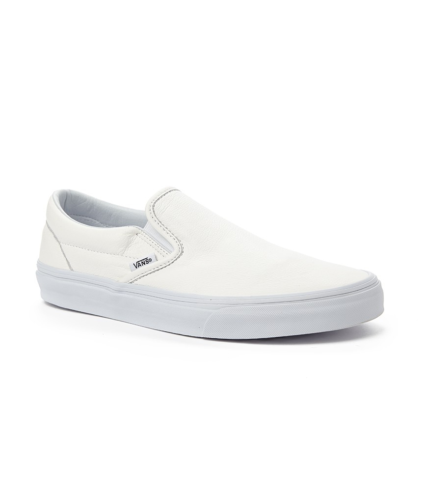 Lyst - Vans Classic Leather Slip-On Sneakers in White for Men