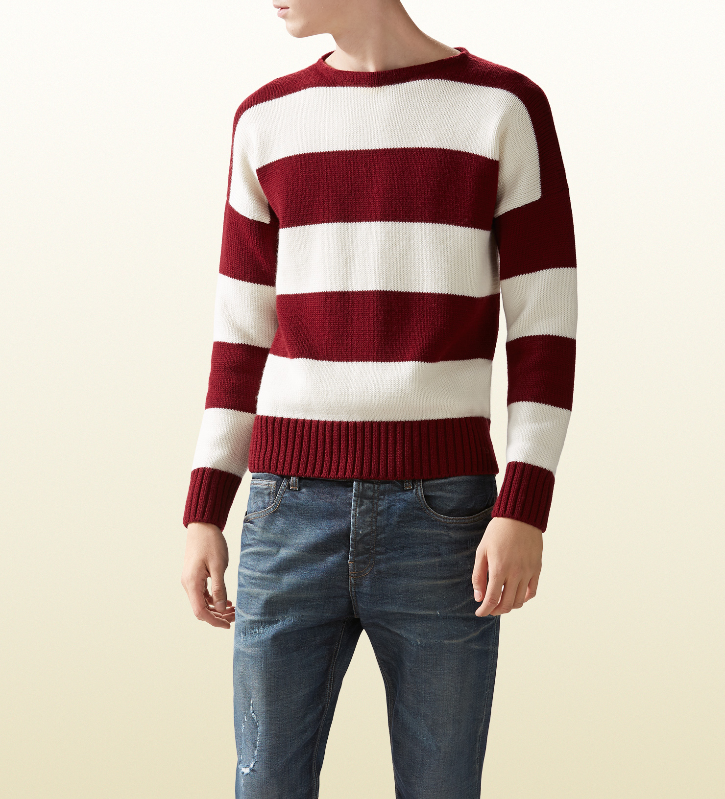 gucci red and white striped sweater