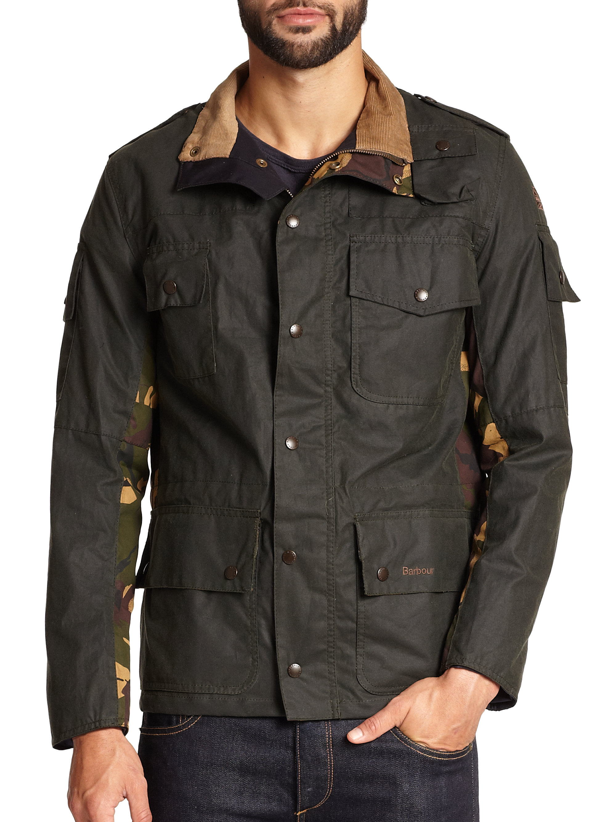 Barbour Cowen Commando Waxed Cotton Jacket in Sage (Green) for Men - Lyst
