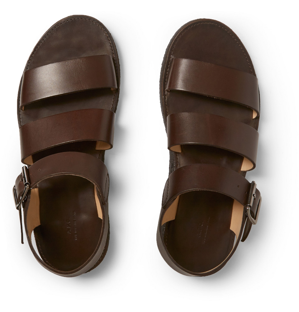 A.P.C. Crepe-Sole Leather Sandals in Brown for Men - Lyst