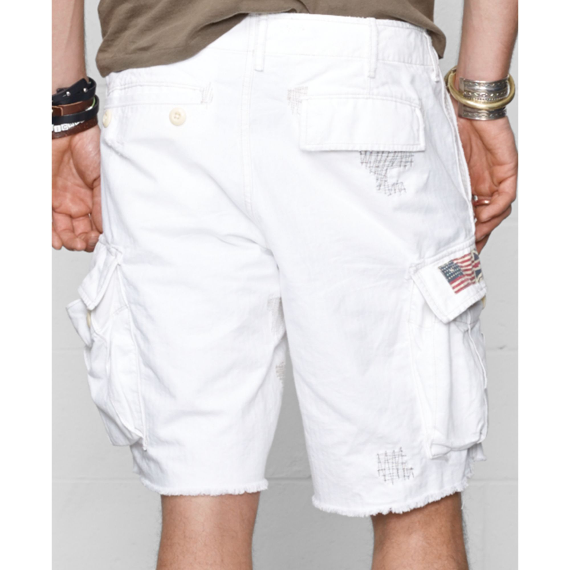Denim & Supply Ralph Lauren Distressed Cargo Shorts in White for Men | Lyst