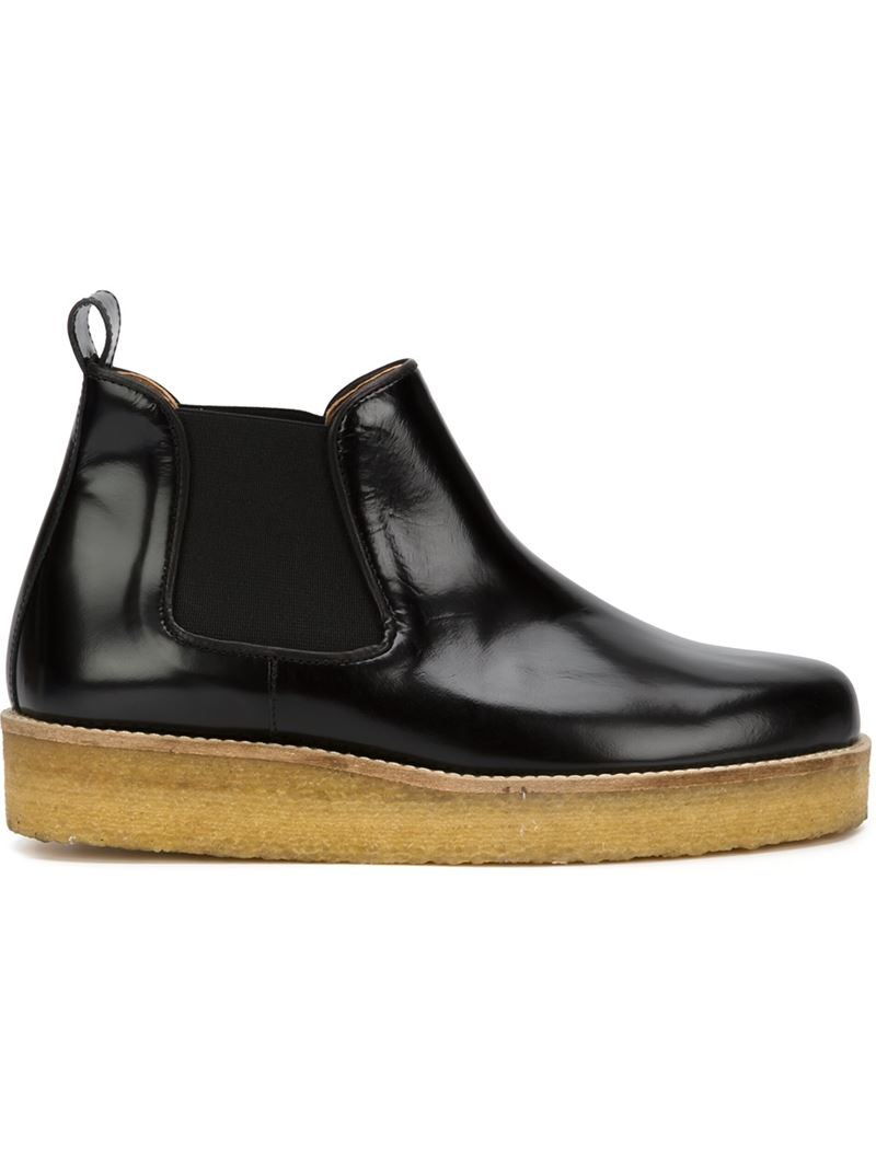 black leather platform chelsea boots