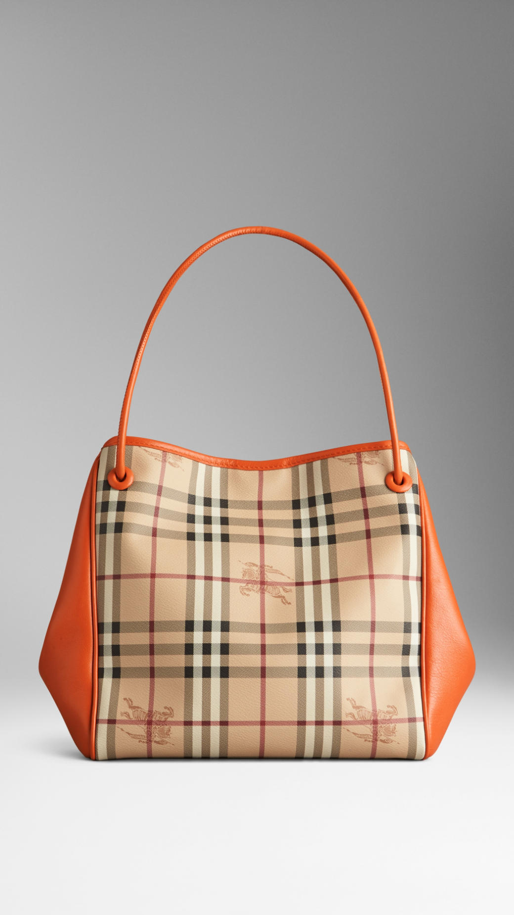 Lyst Burberry Small Haymarket Check Tote Bag In Orange Gallery