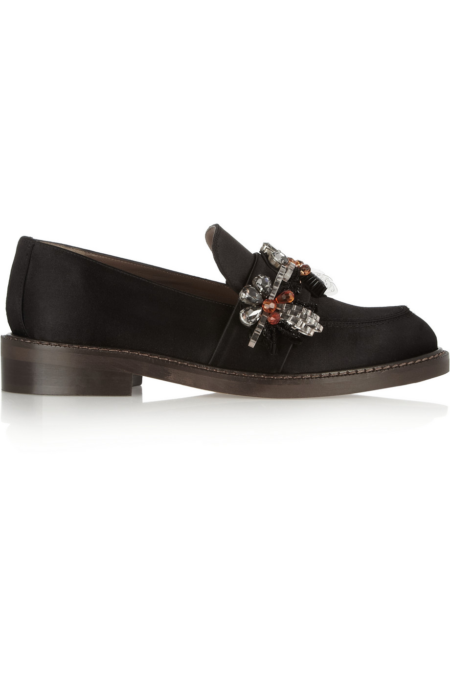 Marni Embellished Satin Loafers in Black - Lyst
