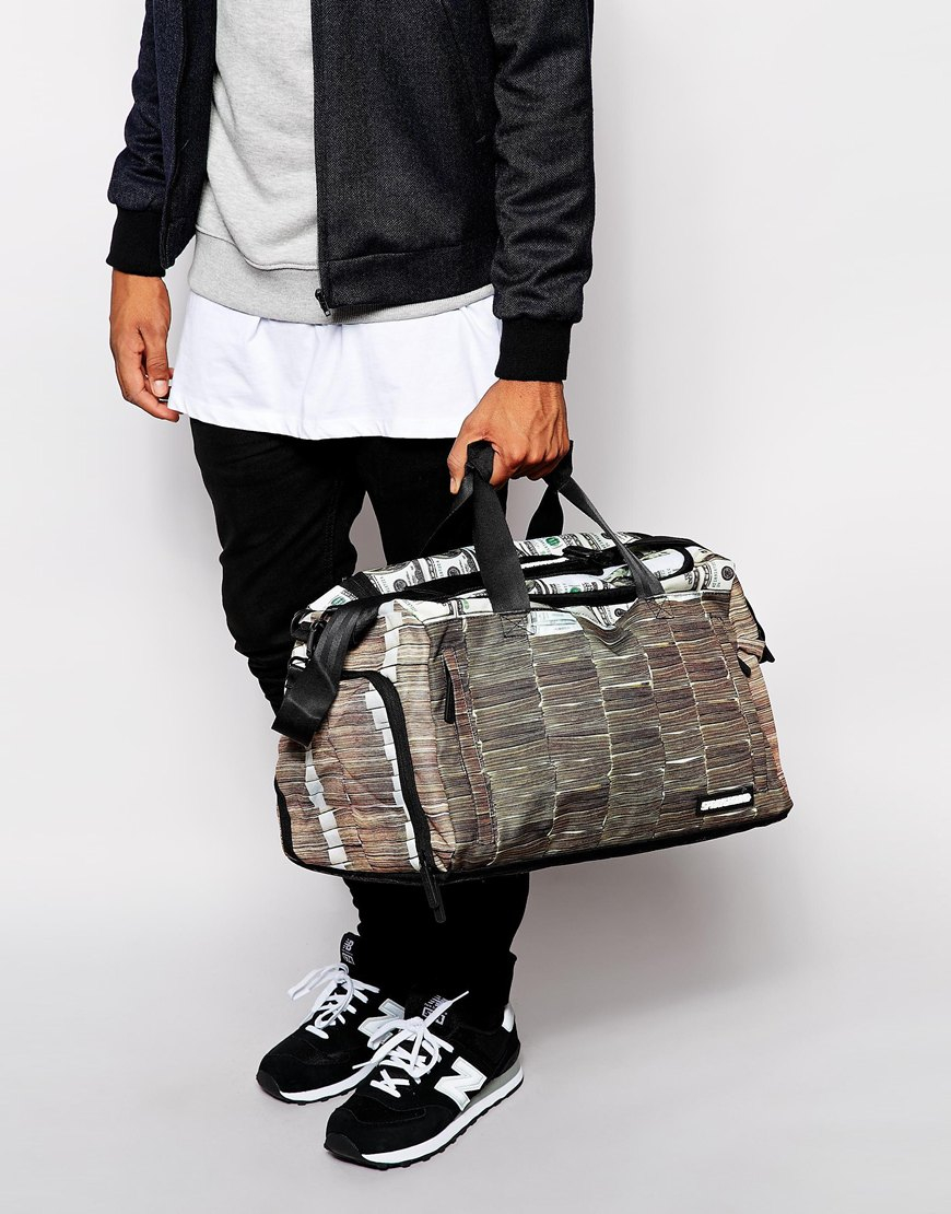 Sprayground Money Stacks Duffle Bag in Black for Men | Lyst