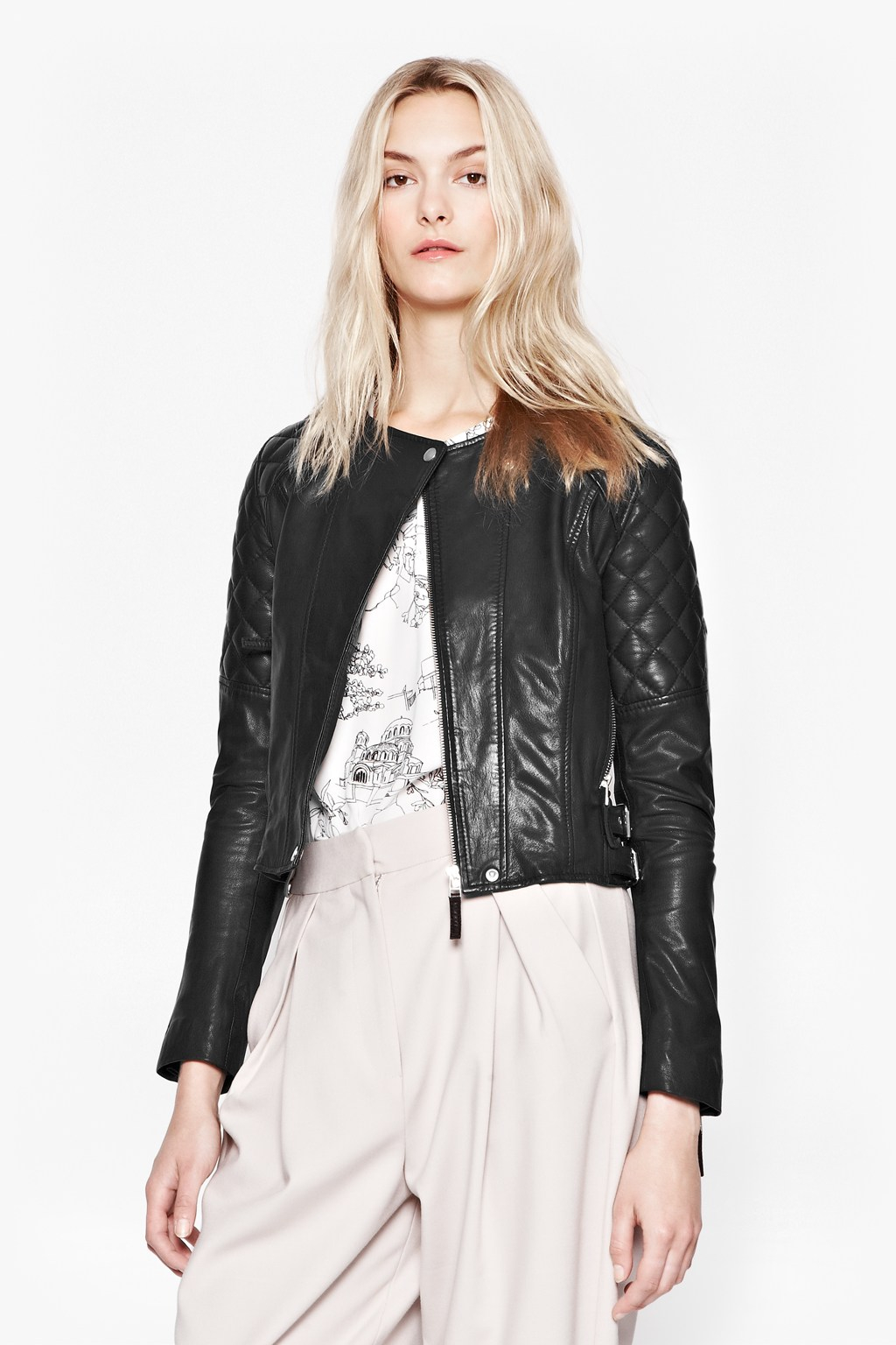 French connection Speedway Leather Biker Jacket in Black Lyst
