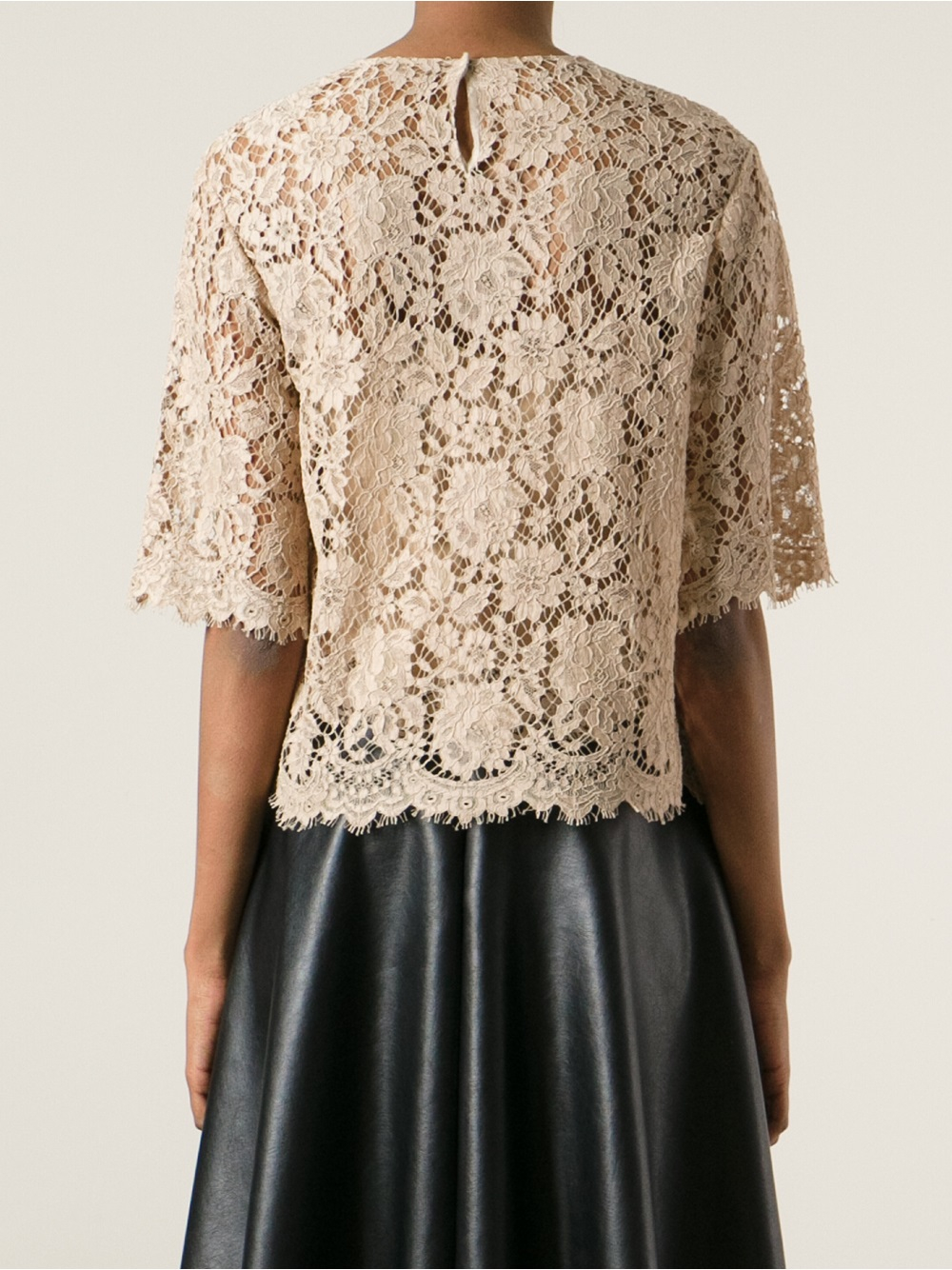 Dolce & Gabbana Floral Lace Blouse in Natural - Lyst