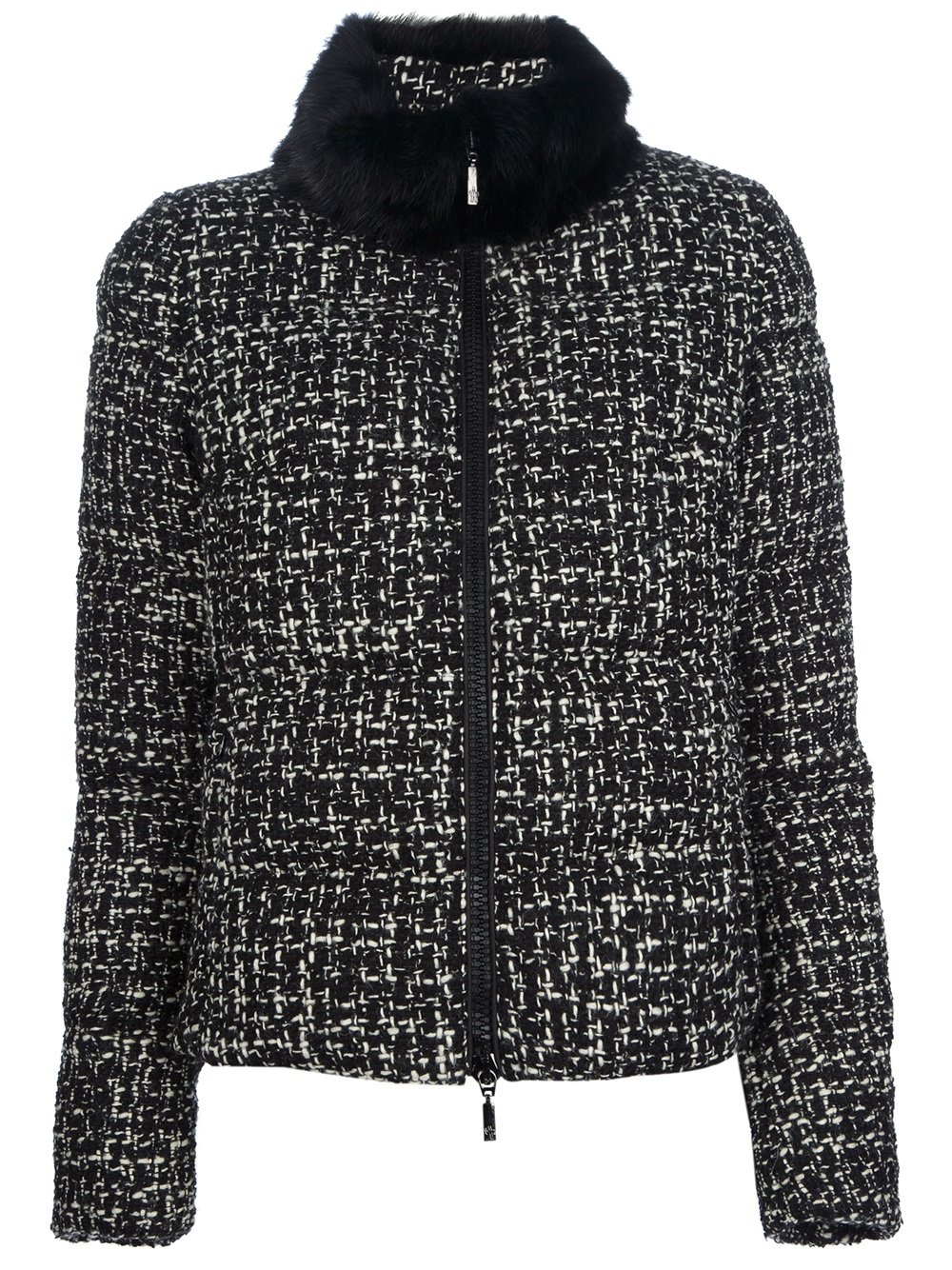 Moncler Tweed Jacket in Black | Lyst