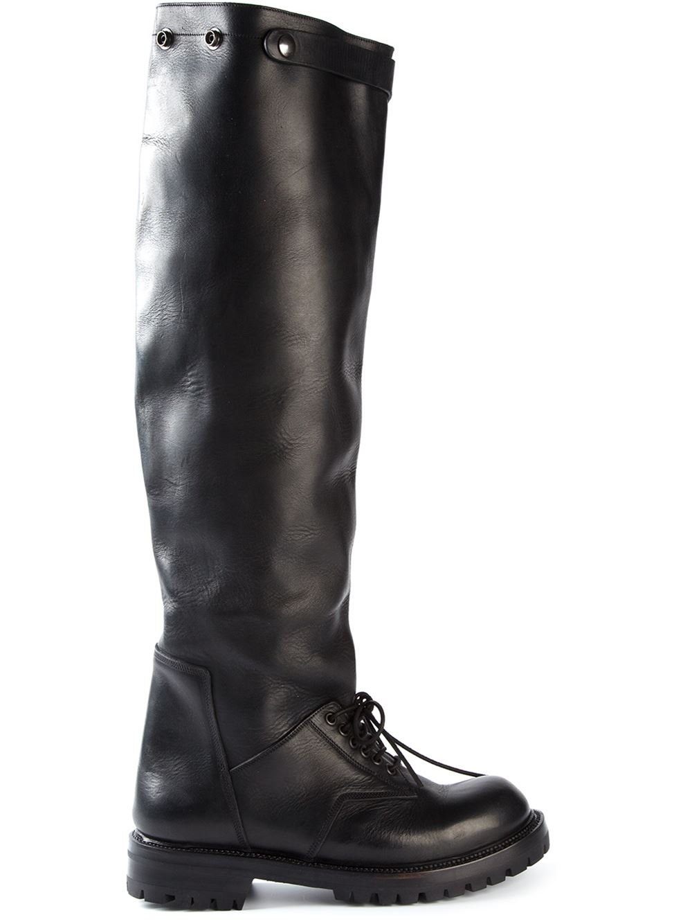 Rick Owens Knee High Lace-up Boots in Black for Men - Lyst
