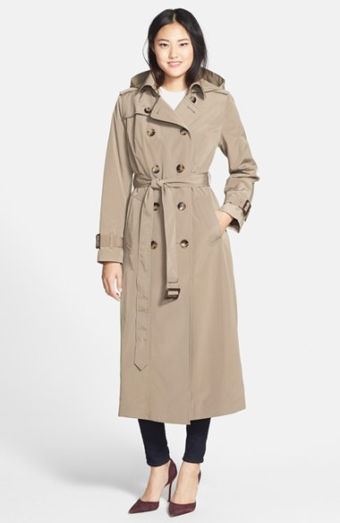 London Fog Long Trench Coat With, Raleigh Long Trench Coat With Removable Liner