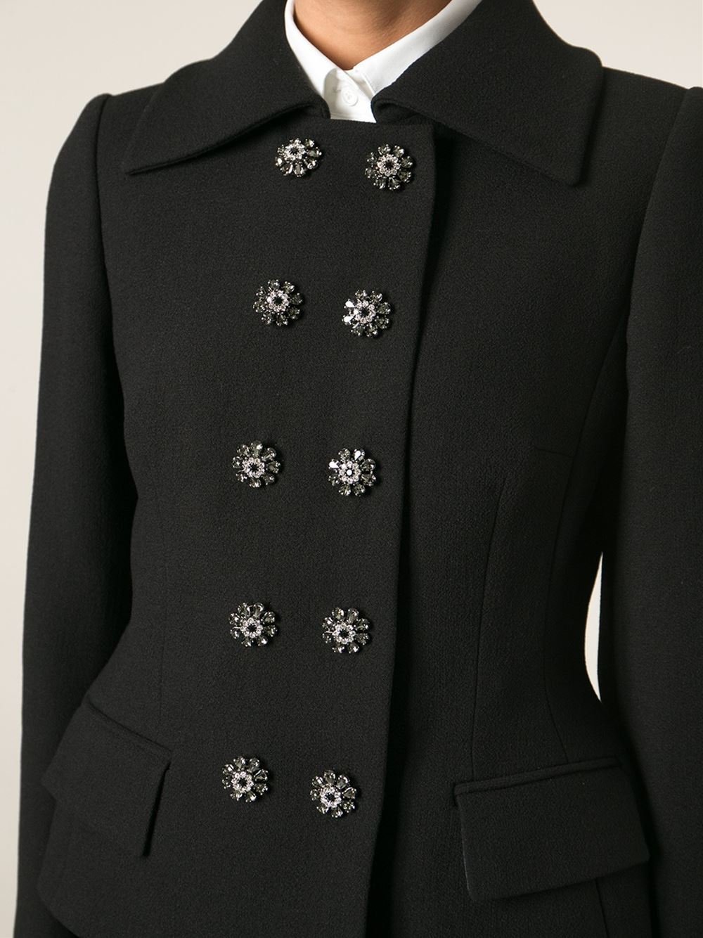 Dolce & Gabbana Jewel Buttons Short Coat in Black - Lyst