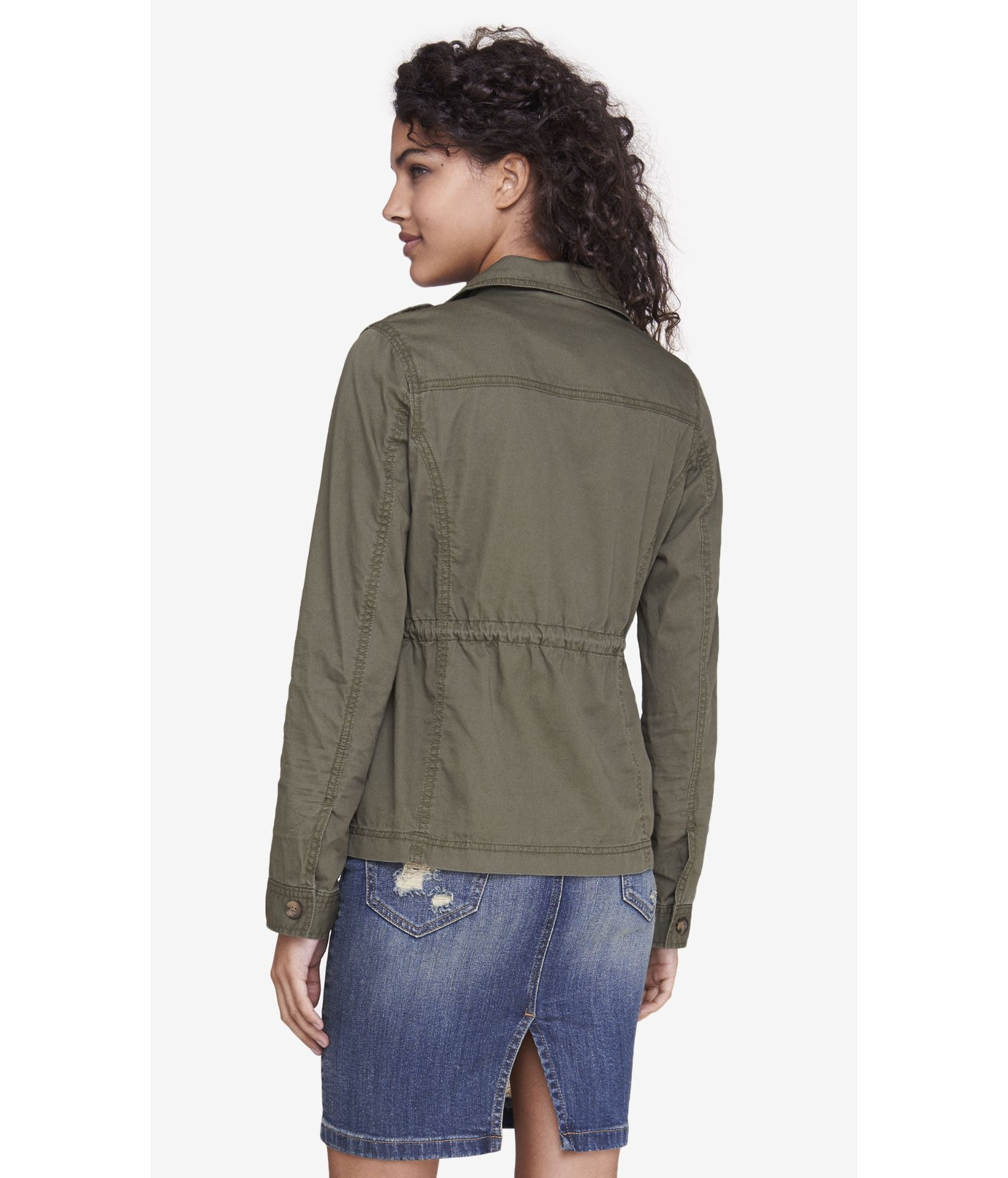Express Denim Military Jacket in Olive 