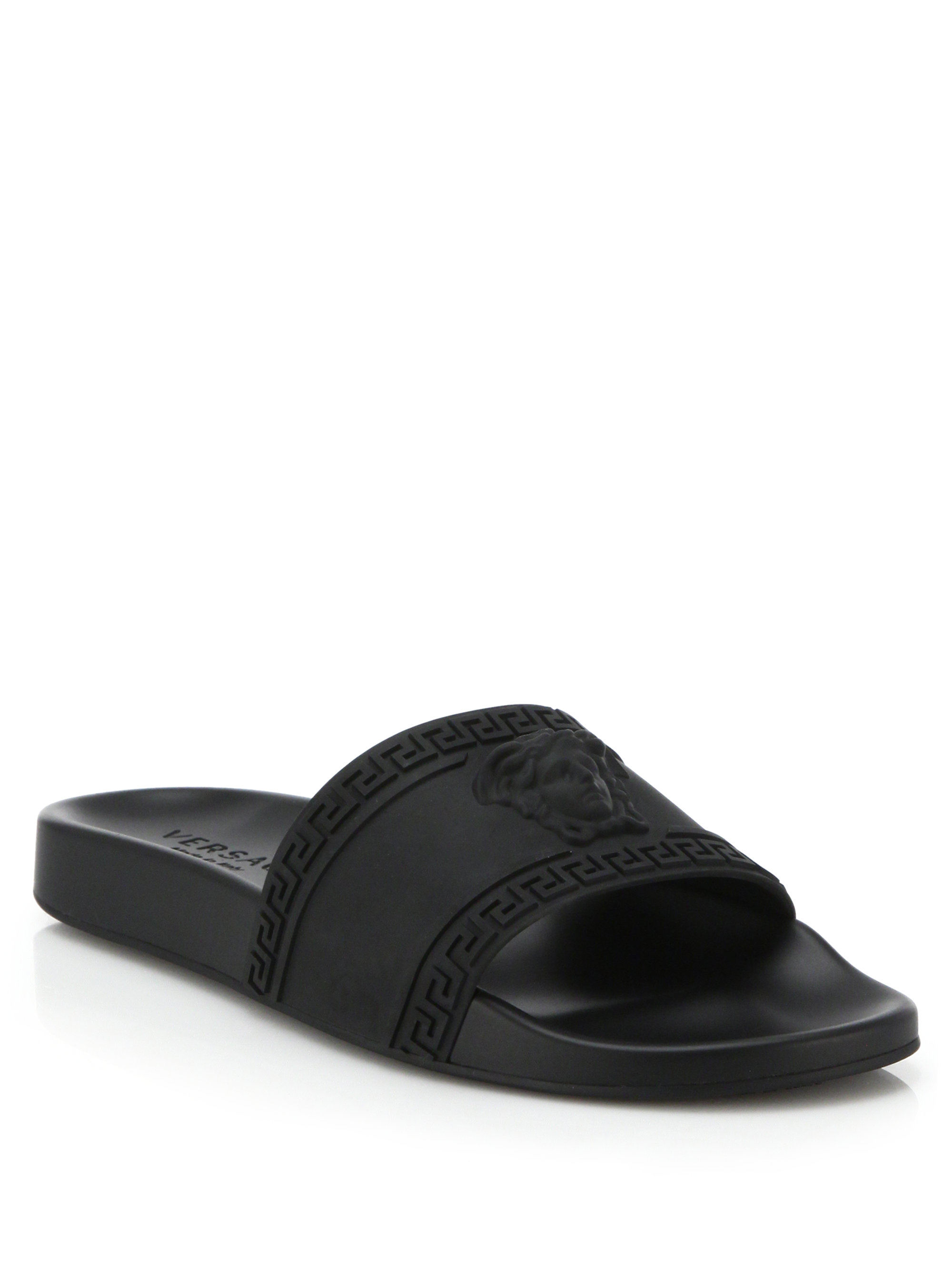 Versace Medusa Cardinal Slide Sandals in Black for Men - Save 37% | Lyst