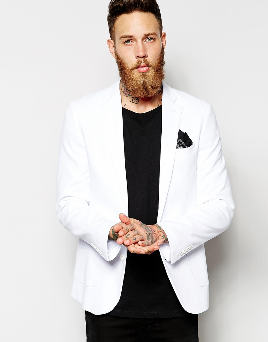white jersey blazer