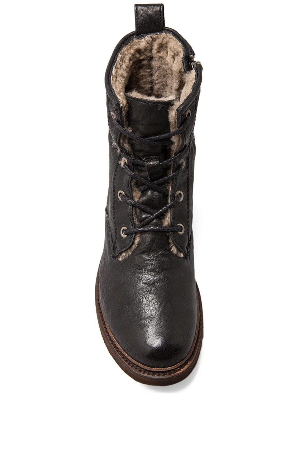 Frye Valerie Lace Up Lamb Shearling Lined Boot in Black Lyst