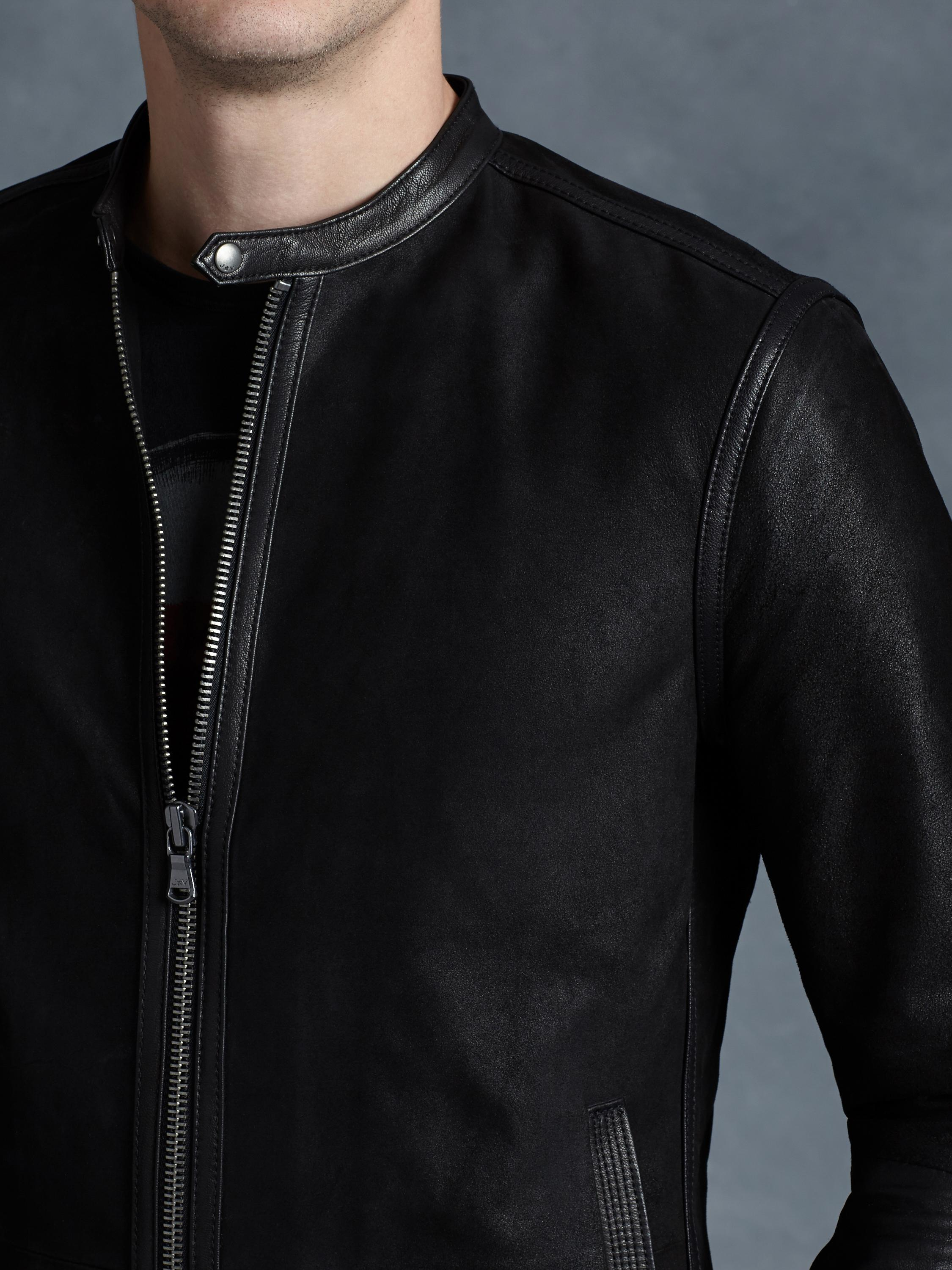 John Varvatos Leather Racer Jacket in Black for Men - Lyst