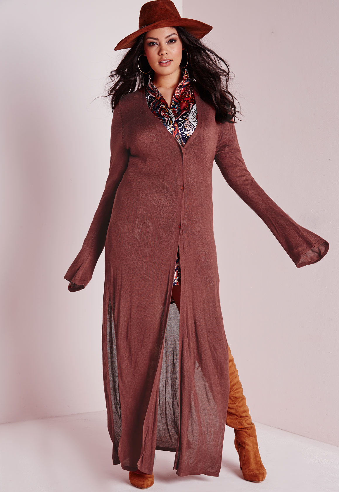Missguided Plus  Size  Maxi Cardigan  Rust  in Brown Lyst