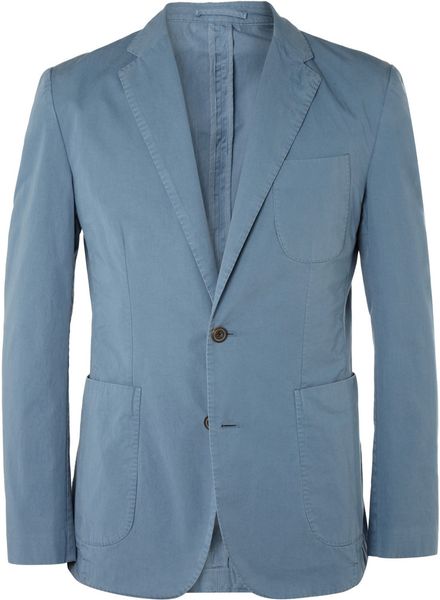 Hardy Amies Unstructured Washed Cotton-Twill Blazer in Blue for Men | Lyst