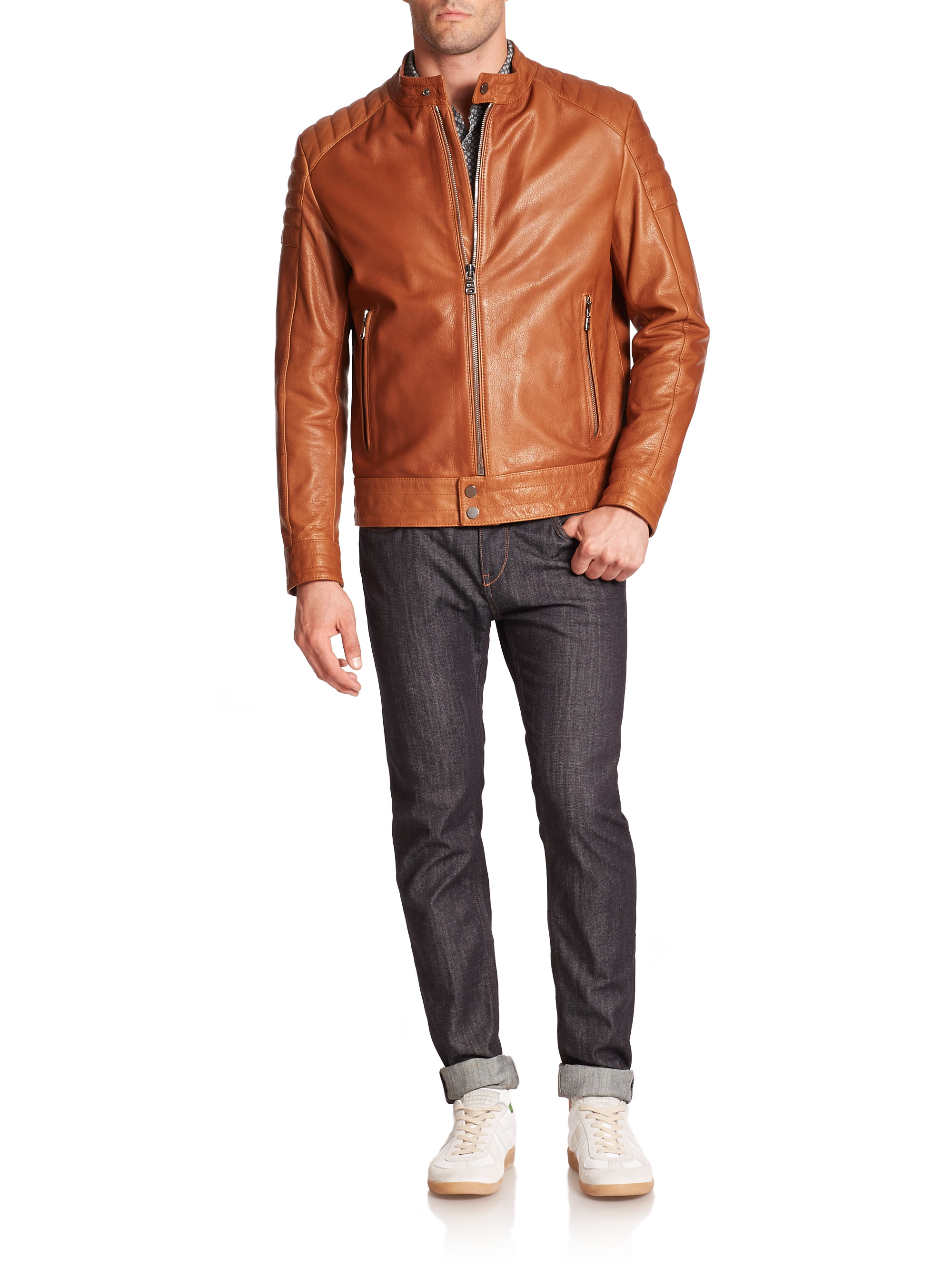 Men S Brown Nupitz Leather Moto Jacket