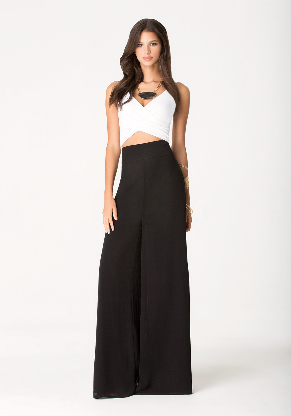 high waist palazzo pants with buttons