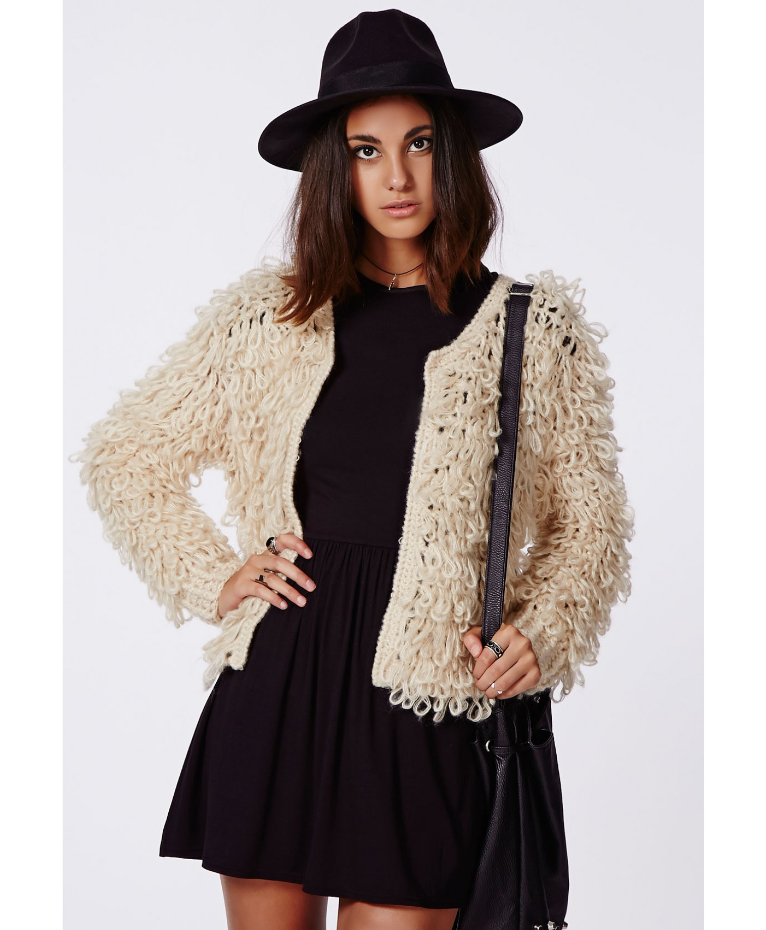 Lyst Missguided Catriona Loop Knit Shrug Cardigan Cream in Natural