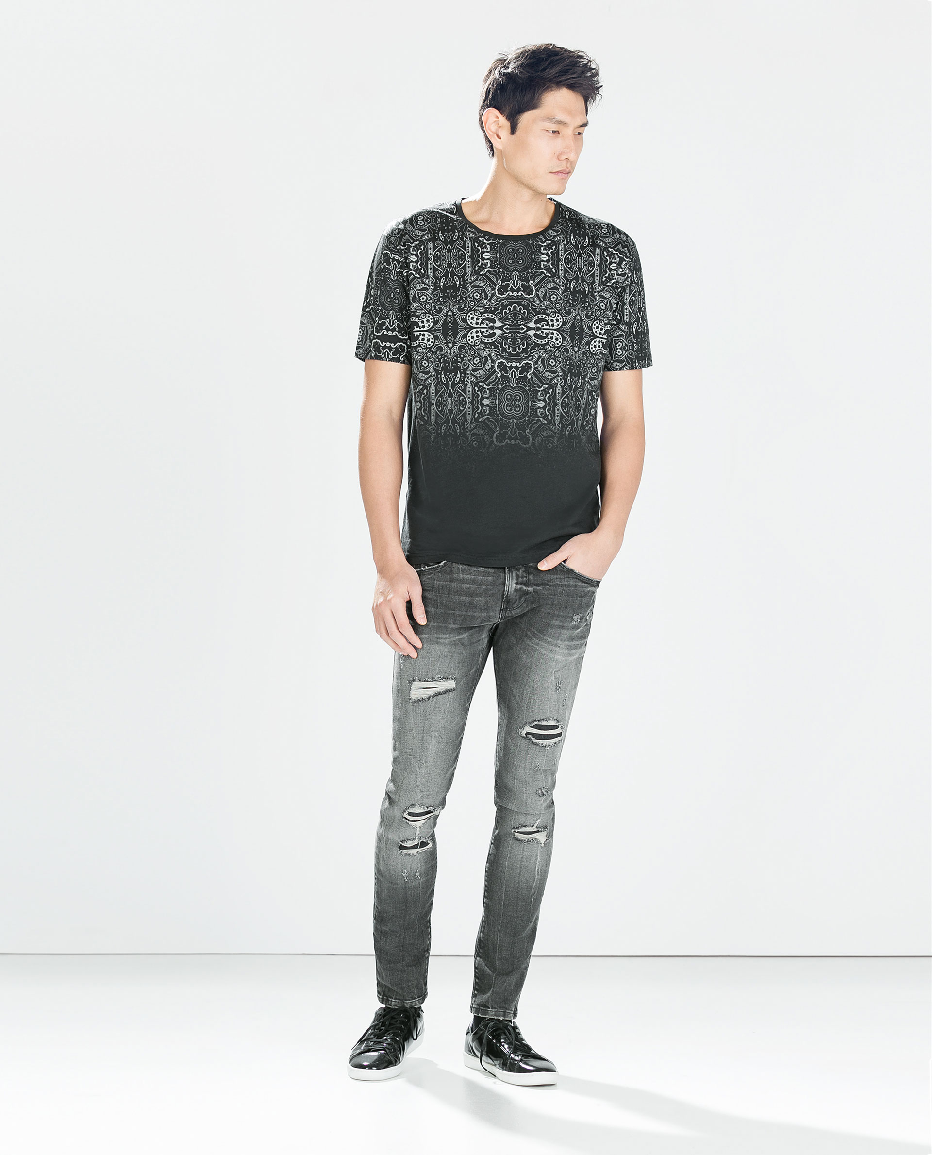 Zara Ripped Skinny Jeans in Gray for Men Lyst