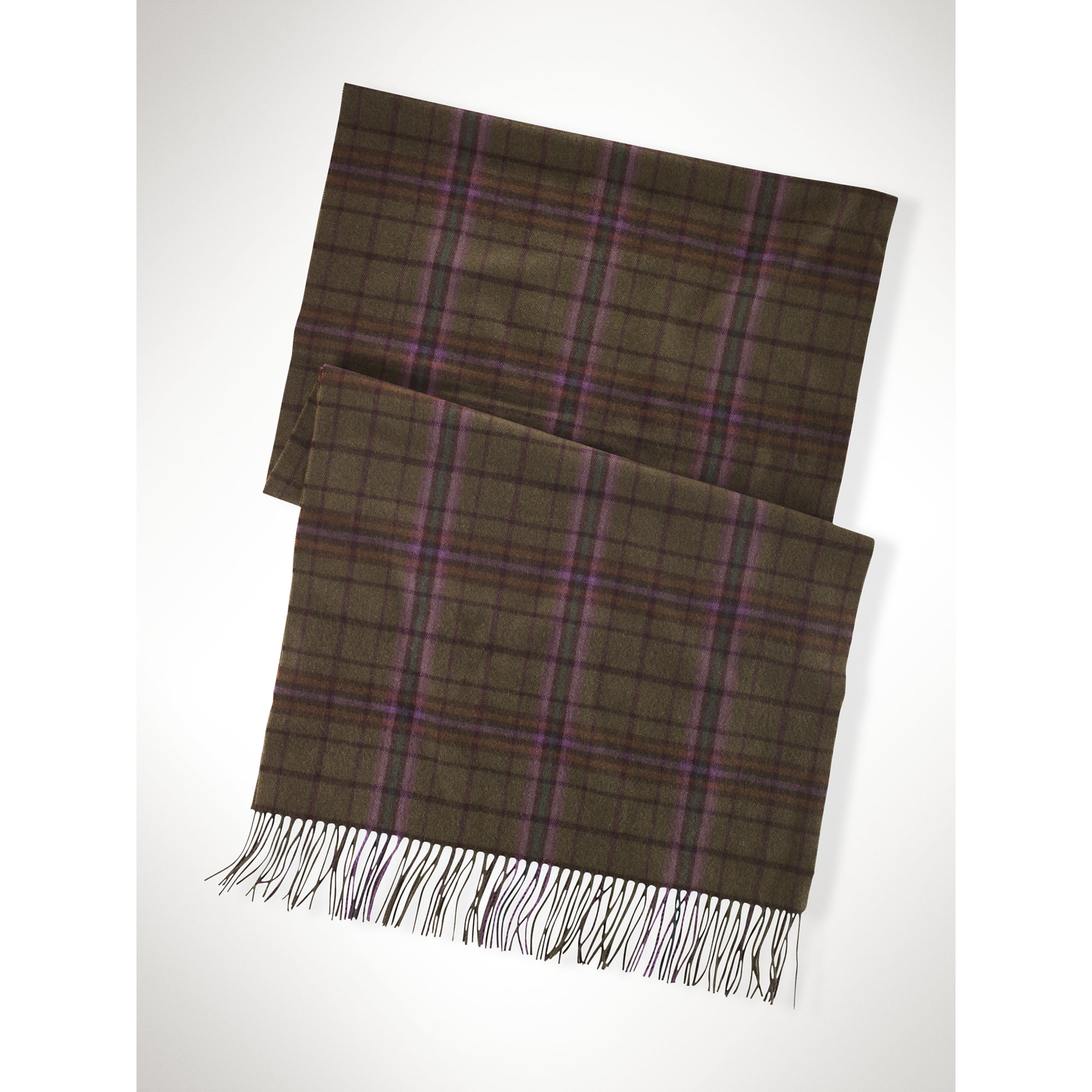 Ralph lauren purple label Blanket Plaid Cashmere Scarf in Natural for