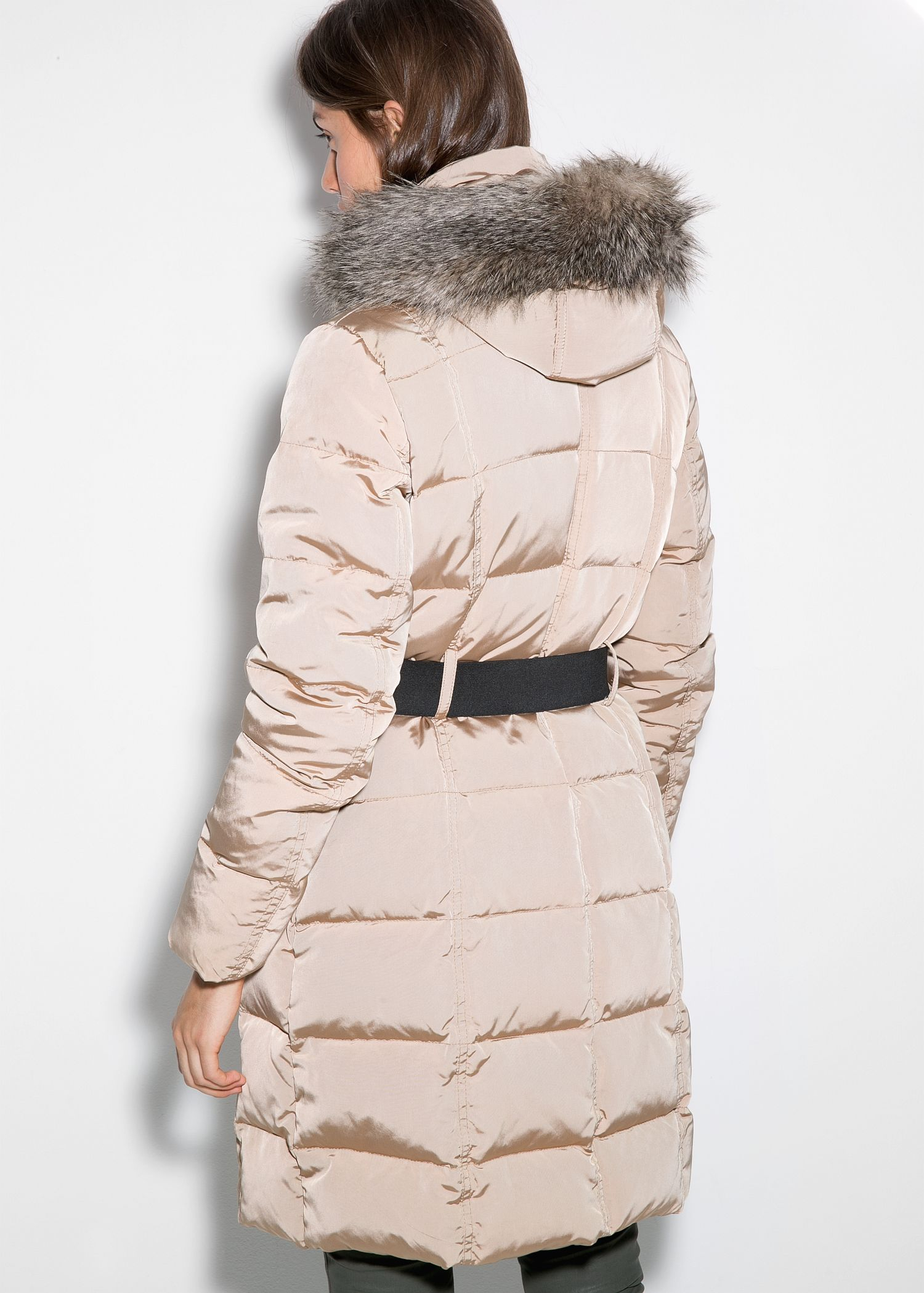 Mango Feather Down Long Coat in Beige (Natural) Lyst