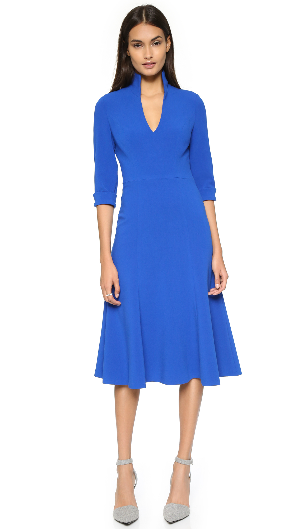 black halo blue dress