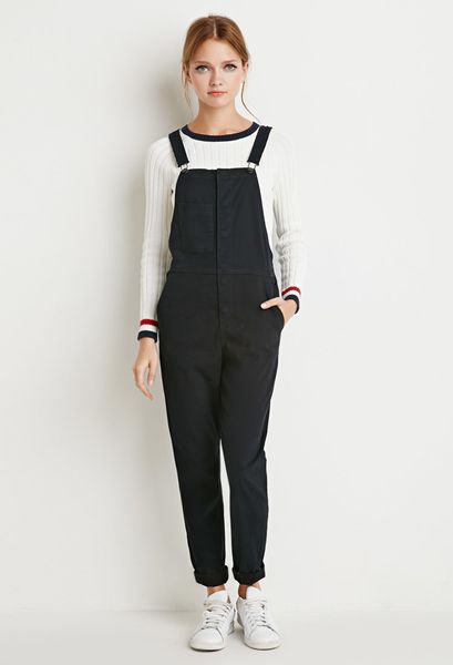 Forever 21 Classic Button-Down Overalls in Black