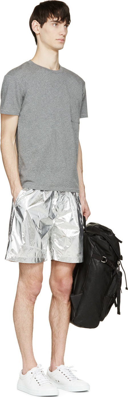 Download Wanda Nylon Silver Metallic Foil Shorts for Men - Lyst