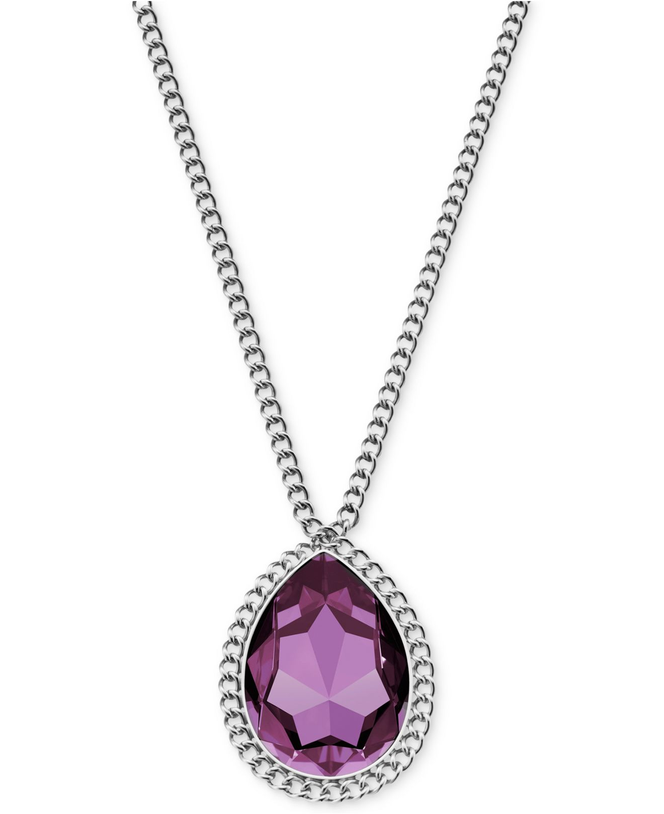 Teardrop Pendant Amethyst Swarovski Necklace Amazon Collection