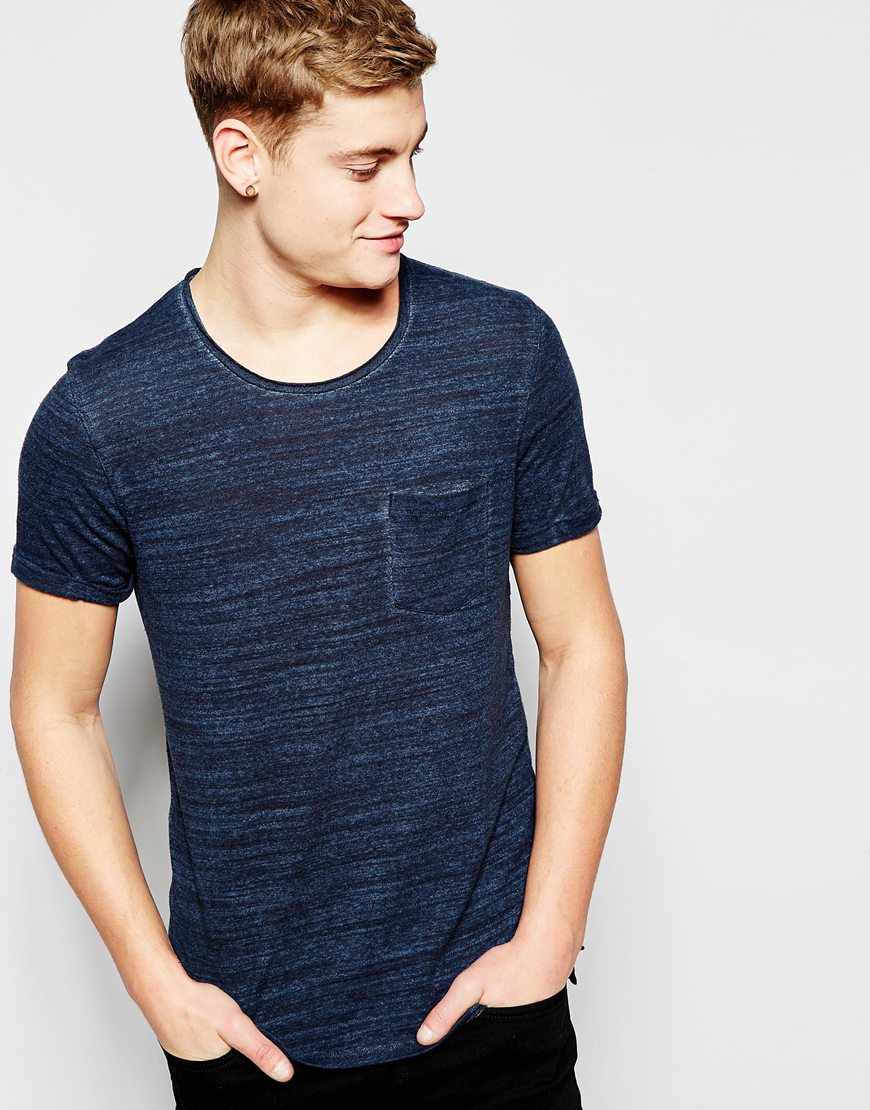 Lyst - Jack & Jones Premium Knitted T-shirt With Raw Edge in Blue for Men