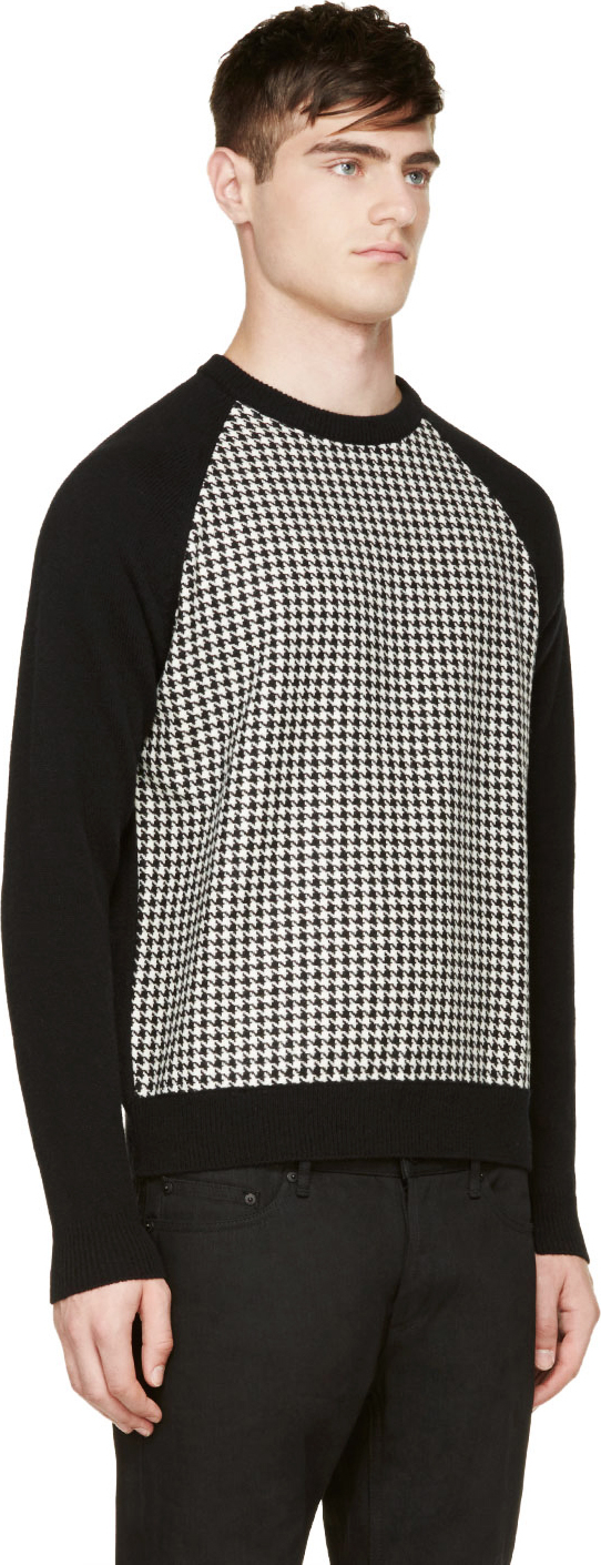 Ami Black And White Wool Houndstooth Sweater in White for Men (black ...