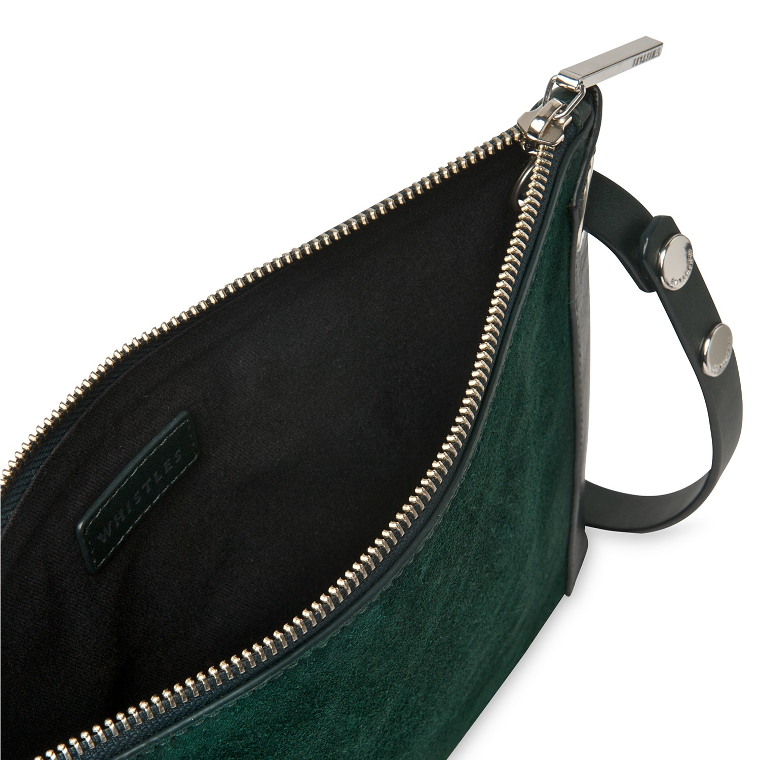 green suede clutch bag