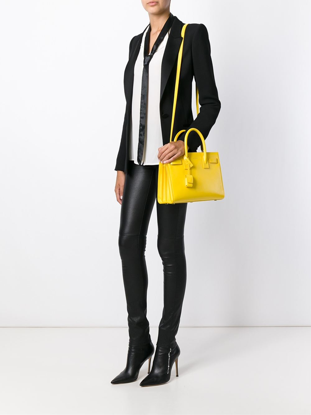 ysl ysl - classic small sac de jour bag in yellow leather