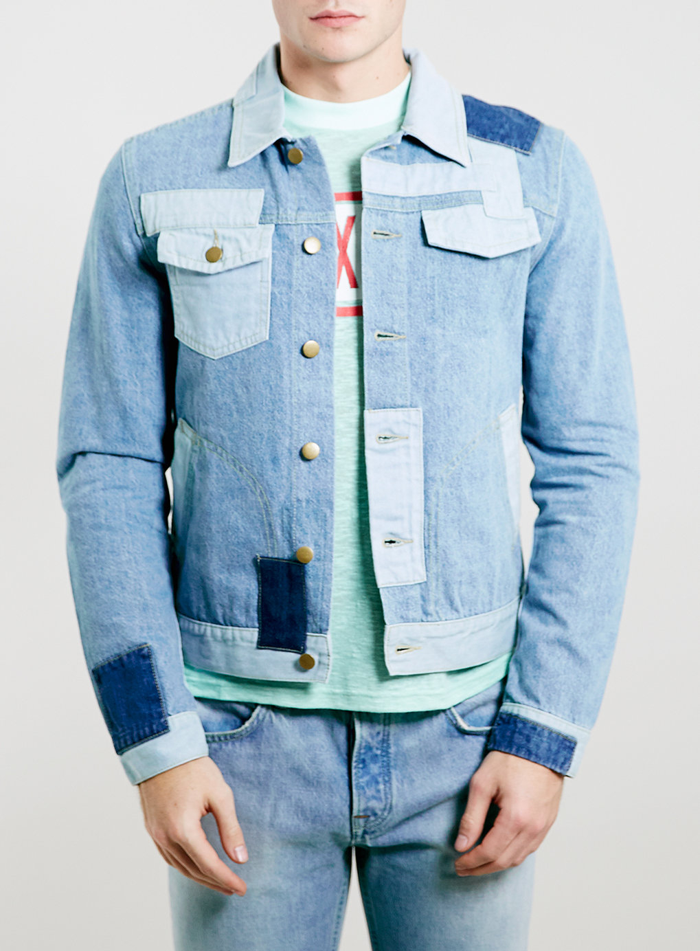 Topman Tmd Denim Patchwork Western Jacket* in Blue for Men Lyst