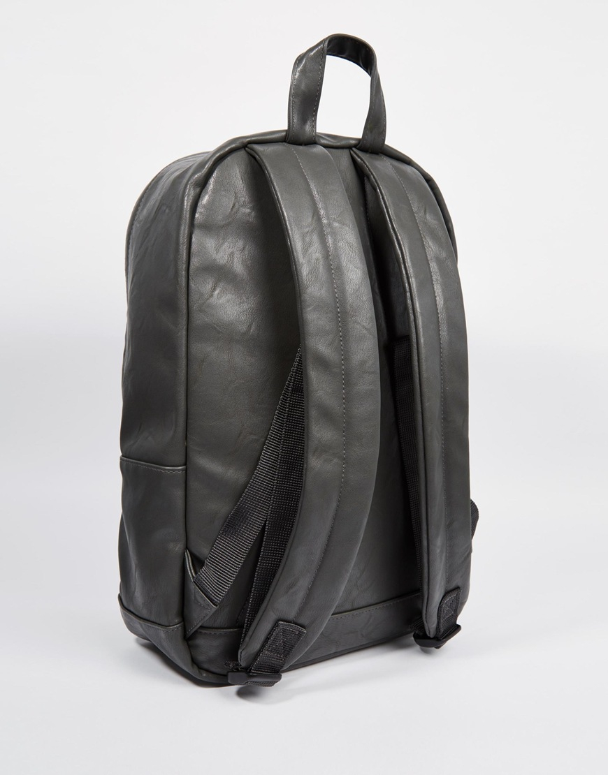 ASOS Faux Leather Backpack in Grey (Gray) for Men - Lyst