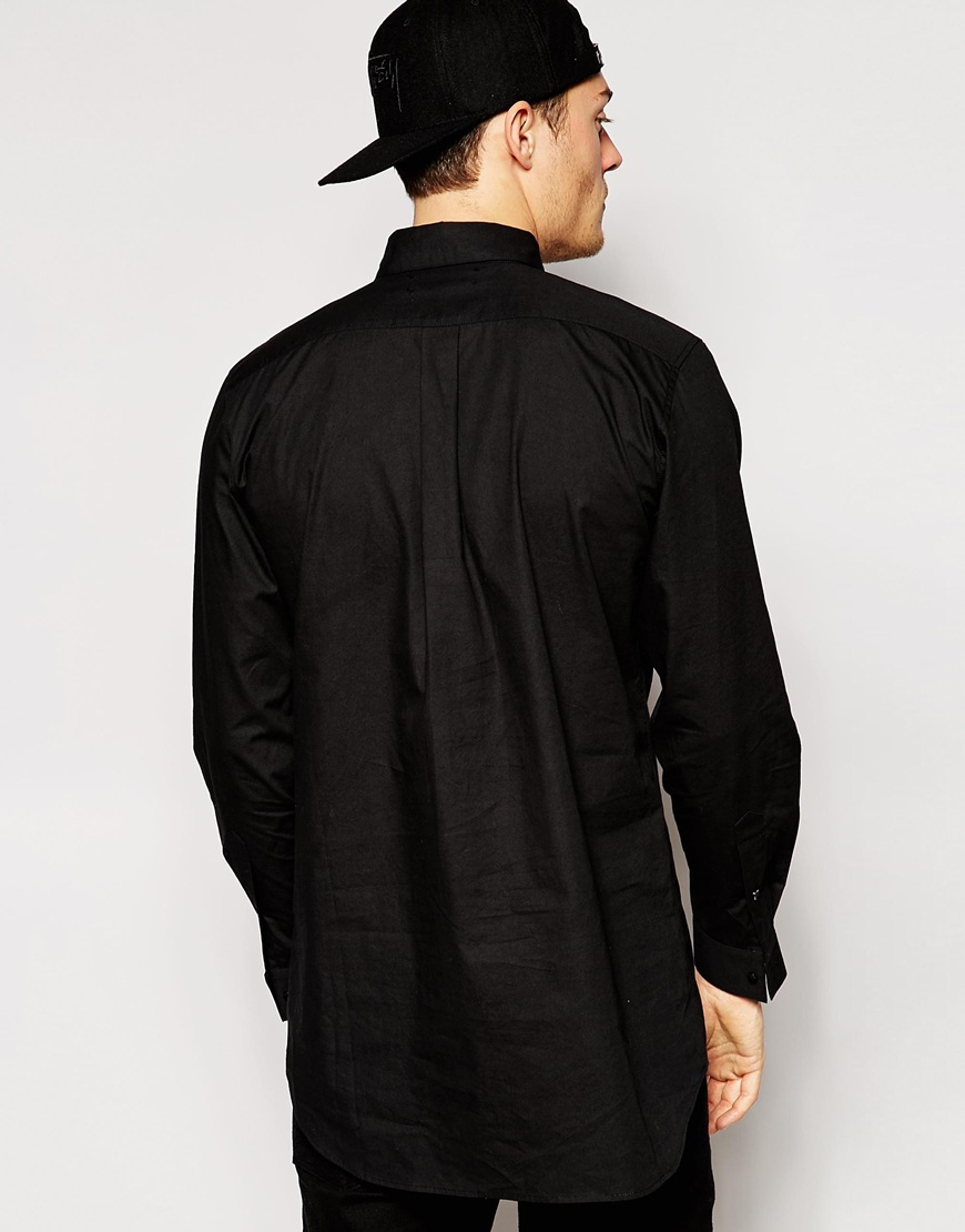 longline button up shirt mens