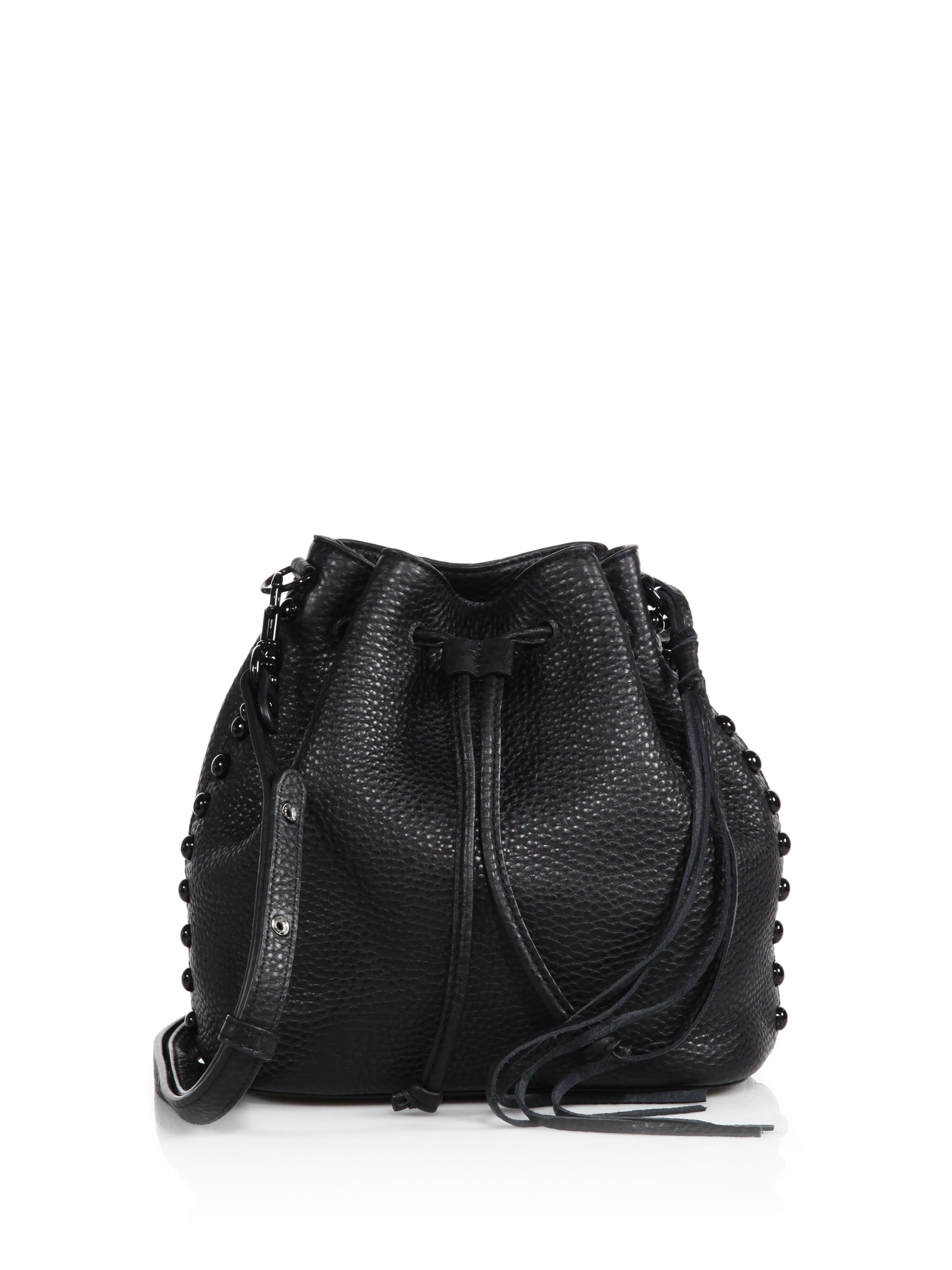 Rebecca Minkoff Studded Leather Bucket Bag in Black | Lyst