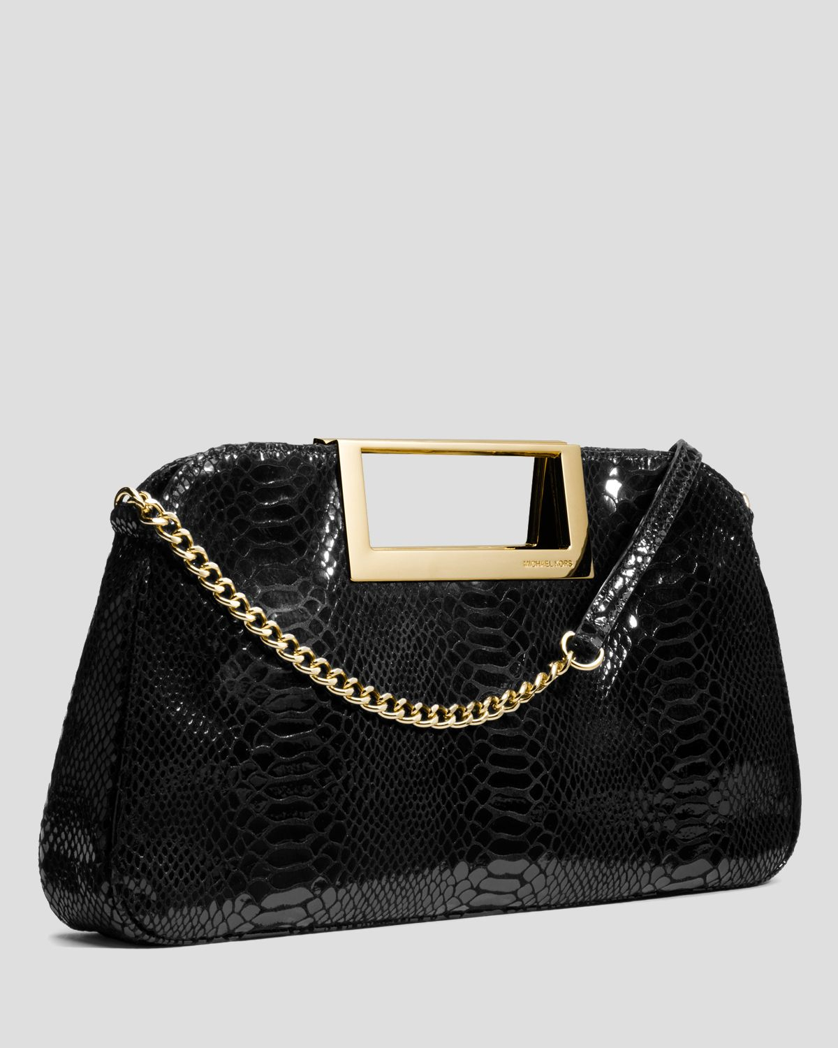 MICHAEL Michael Kors Clutch - Berkley Patent Python Embossed Large in Black - Lyst