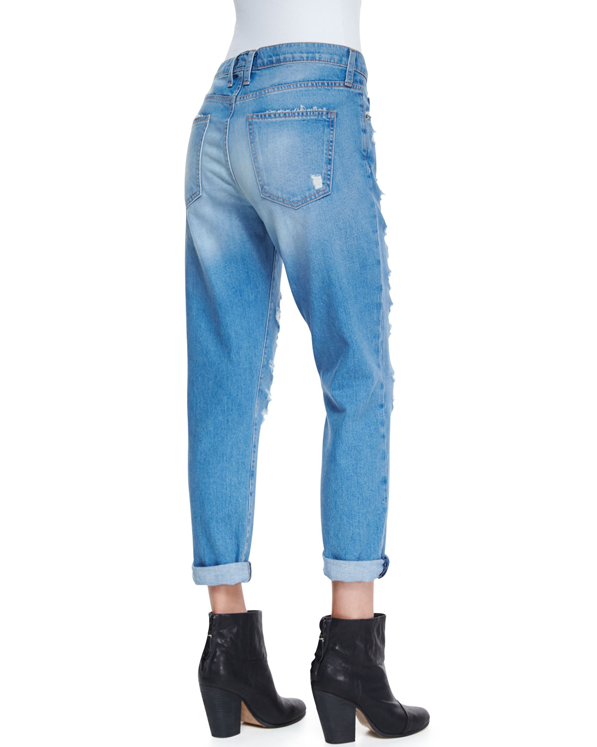 tattered and ripped jeans