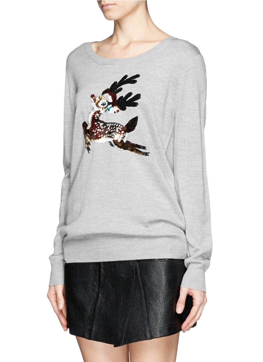 sequin reindeer sweater