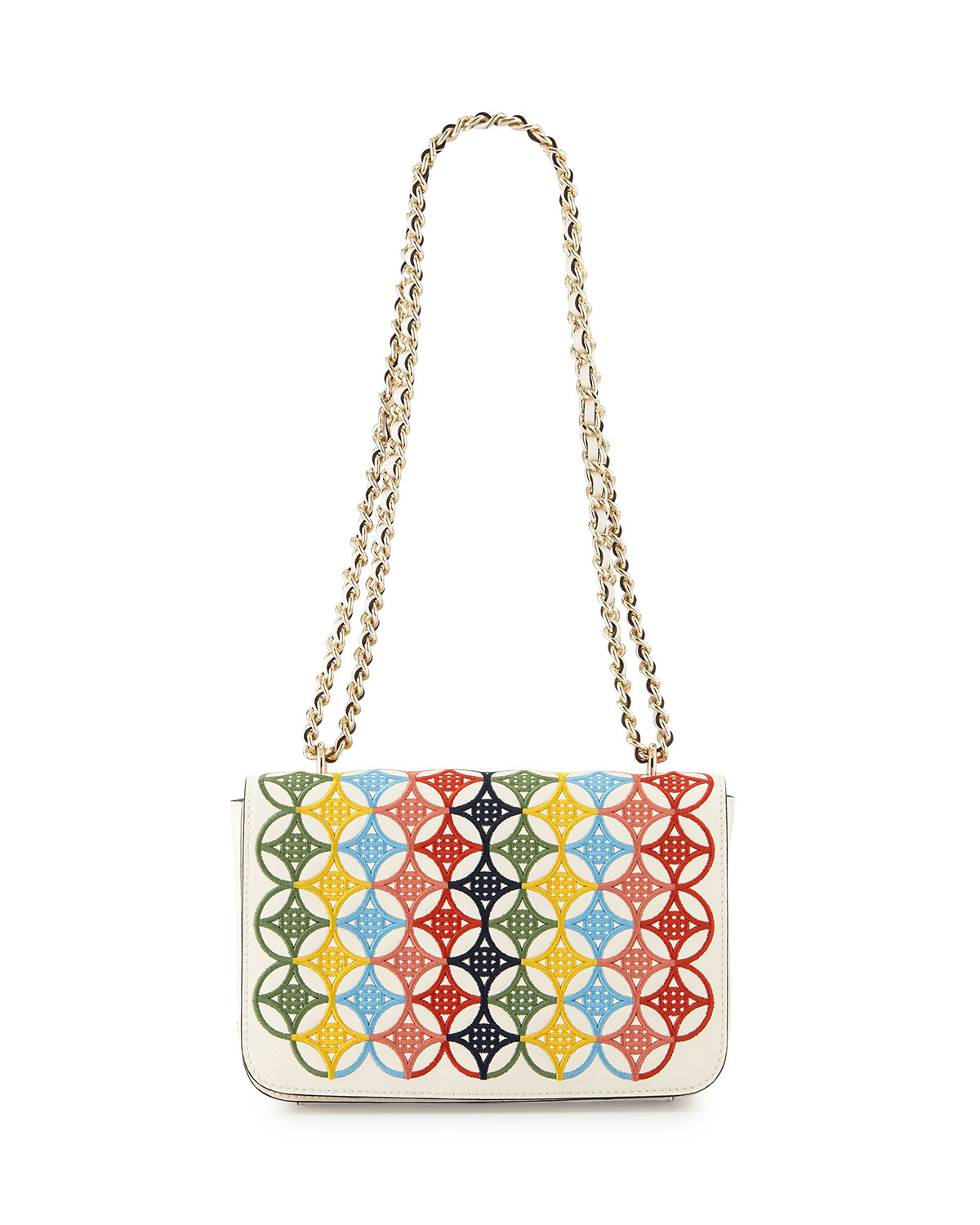 Tory burch Robinson Embroidered Bag in Multicolor (NEW IVORY MULTI