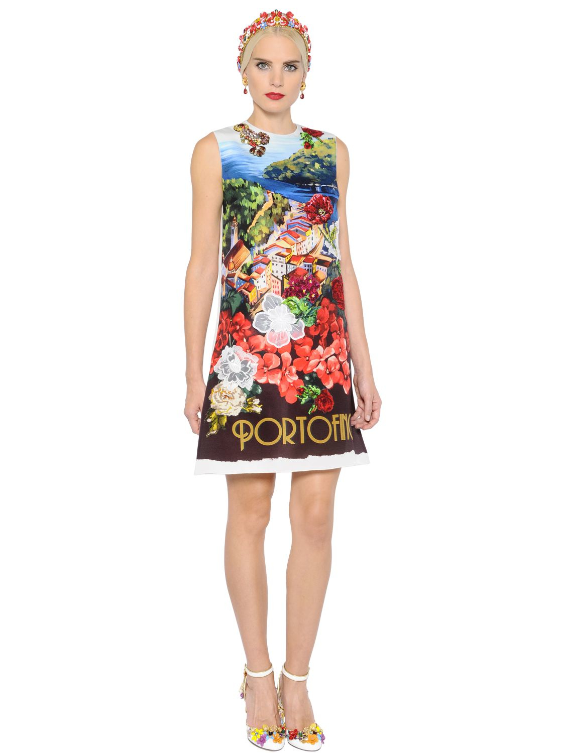 Dolce & gabbana Portofino Embellished Silk Gauze Dress | Lyst