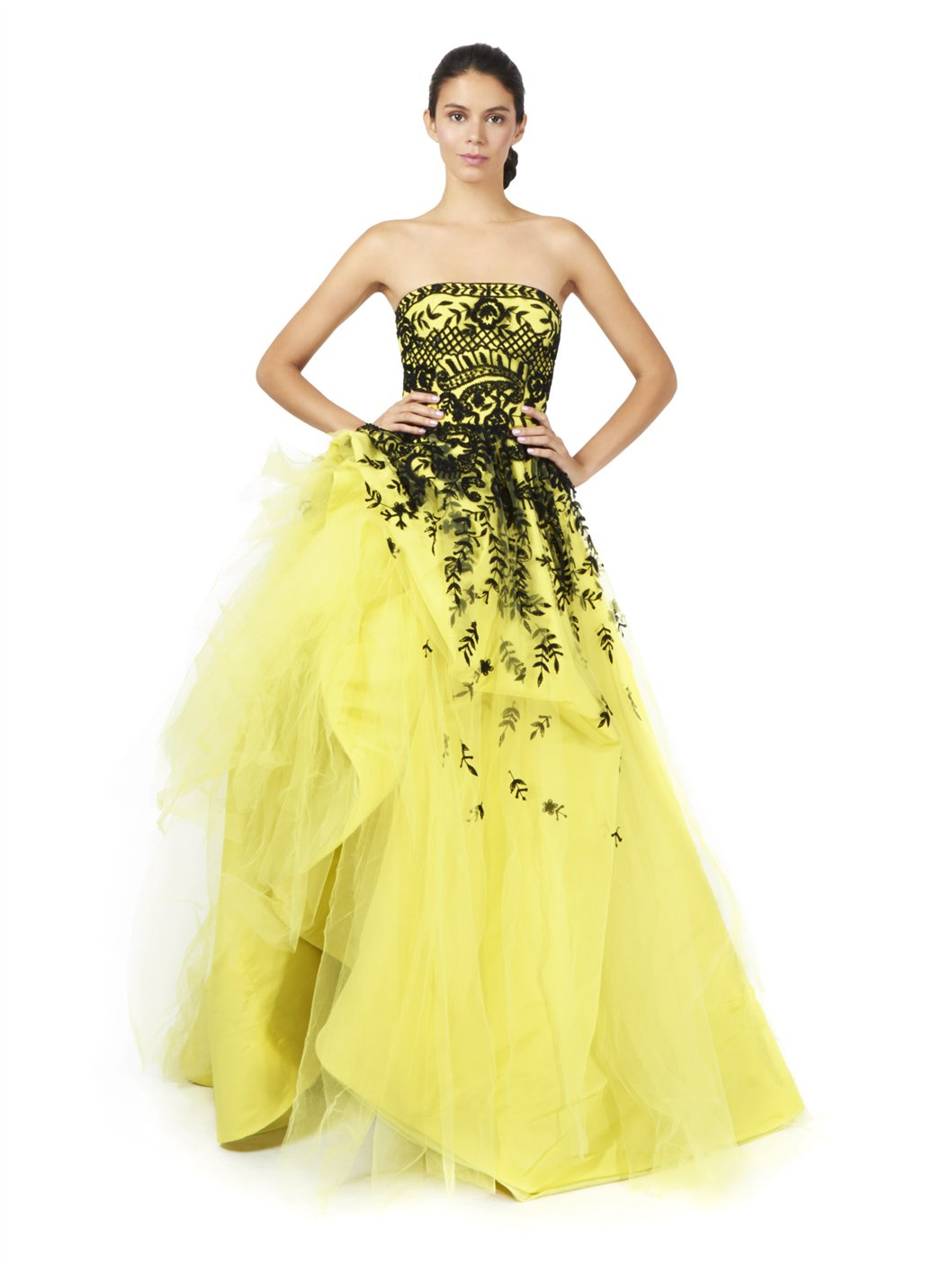 black and yellow gown