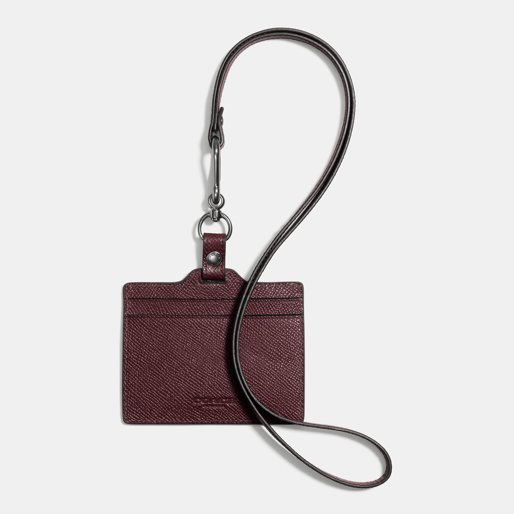 COACH Id Lanyard In Crossgrain Leather in Oxblood (Purple) for Men Lyst