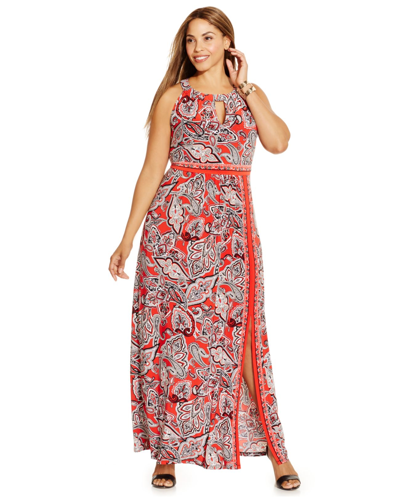lyst inc international concepts plus size printed keyhole maxi dress inc plus size dresses