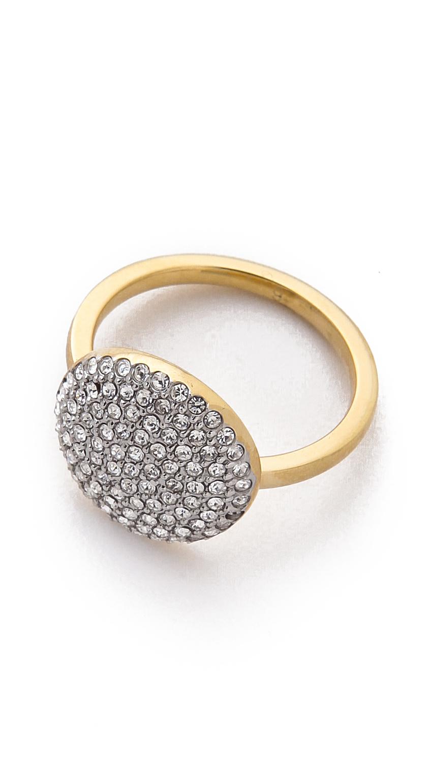 Michael Kors Pave Disc Ring - Clear/Gold in Metallic - Lyst