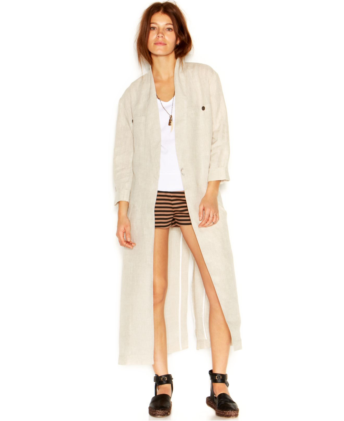 long linen duster coat